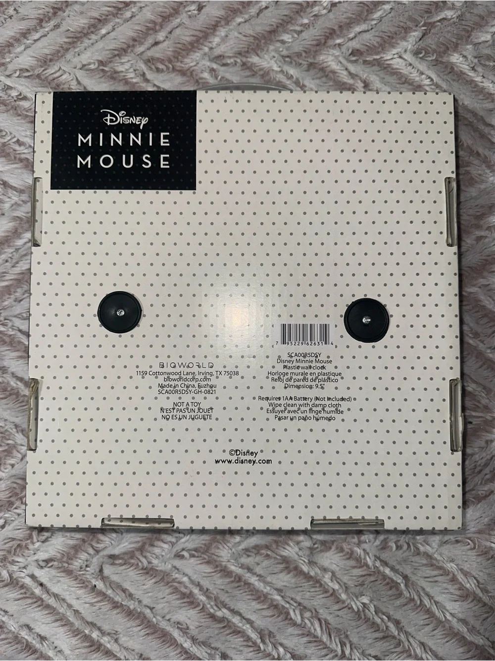Disney Minnie Mouse Red White Polka Dot Wall Clock with White Frame